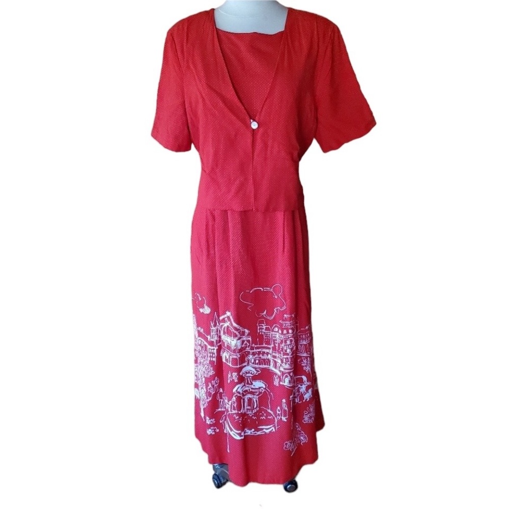 1980s ejm Red & White Dress